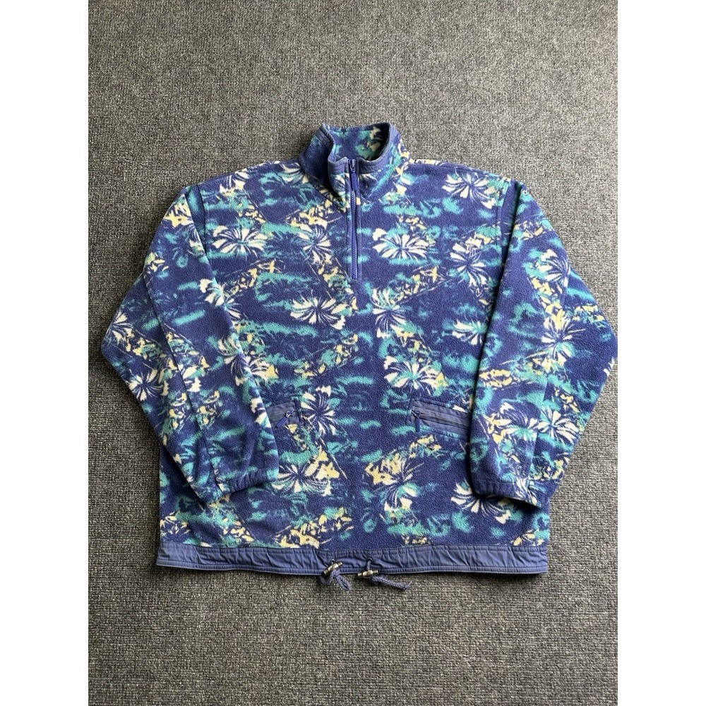 Womens Fleece Adidas Floral Quarter Zip Pullover Blue, Size S